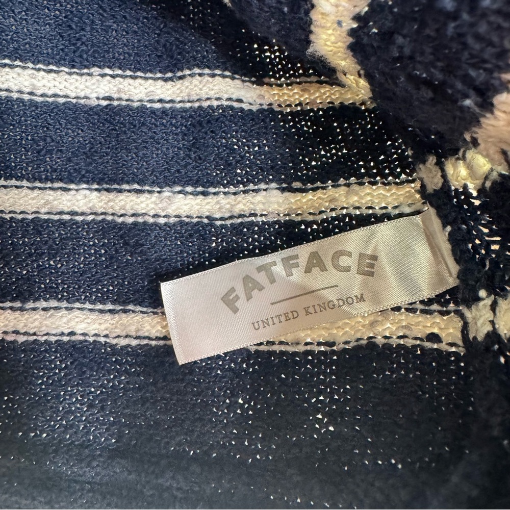 FatFace Striped Knit Hoodie Cardigan Navy White Size 8 Preppy Coastal Grandma - Picture 10 of 15